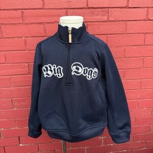 Vtg Y2K Big Dogs Kids Pullover Sweatshirt Size 4/5 Spellout Streetwear Navy Blue